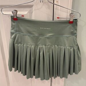Women's Green Gold Hinge Pleated Skirt